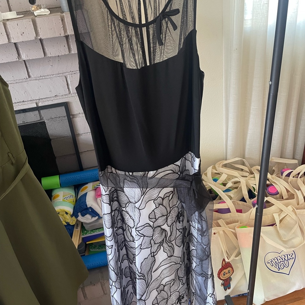 SLNY Black Sheer Dress